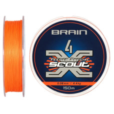 Шнур Brain Scout 4X 150m (fluoro Orange) 0.080mm 4.4kg