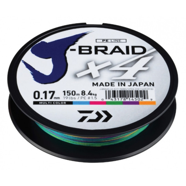 Шнур Daiwa J-Braid X4E 0.17мм 150м Multi Color