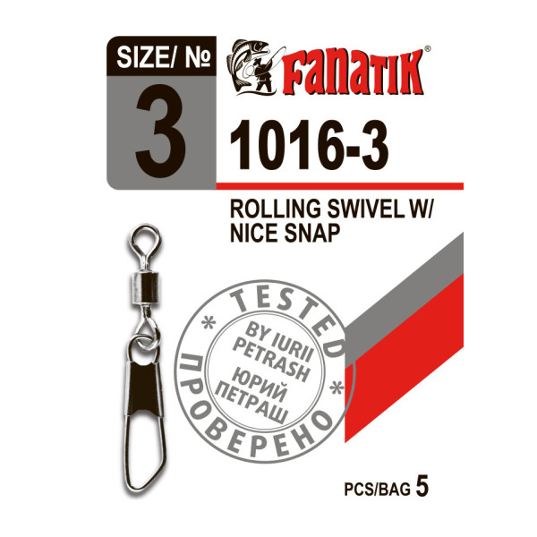 Застібка з вертлюгом Fanatik 1016-3 тест 18 кг
