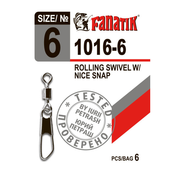 Застібка з вертлюгом Fanatik 1016-6 тест 9 кг