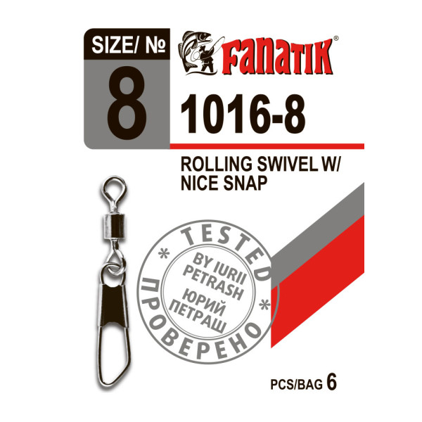Застібка з вертлюгом Fanatik 1016-8 тест 9 кг