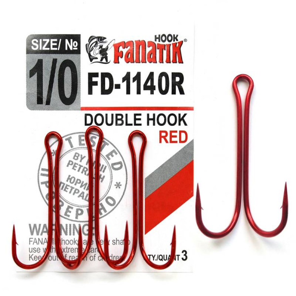 FD-1140 Red № 1/0 Подвійний гачок Fanatik