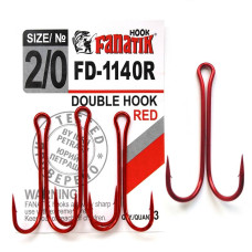 FD-1140 Red № 2/0 Подвійний гачок Fanatik