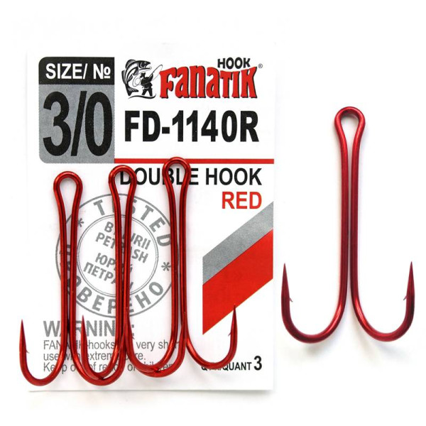 FD-1140 Red № 3/0 Подвійний гачок Fanatik