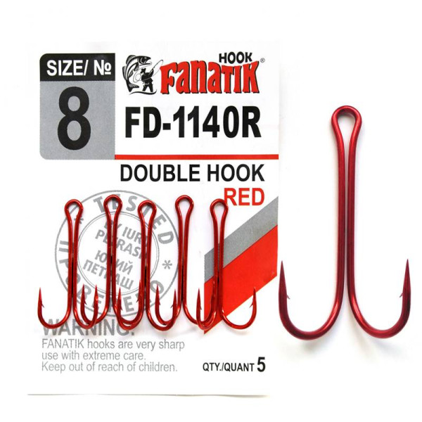 FD-1140 Red № 8 Подвійний гачок Fanatik