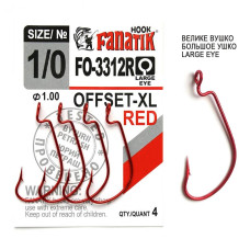 FO-3312-XL Red № 1/0 Офсетний гачок Fanatik