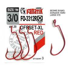 FO-3312-XL Red № 3/0 Офсетний гачок Fanatik