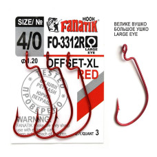 FO-3312-XL Red № 4/0 Офсетний гачок Fanatik