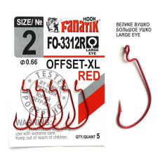 FO-3312-XL Red № 2 Офсетний гачок Fanatik