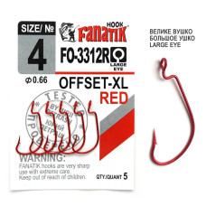 FO-3312-XL Red № 4 Офсетний гачок Fanatik