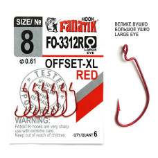 FO-3312-XL Red № 8 Офсетний гачок Fanatik
