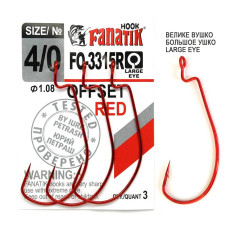 FO-3315 Red № 4/0 Офсетний гачок Fanatik