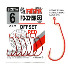 FO-3315 Red № 6 Офсетний гачок Fanatik