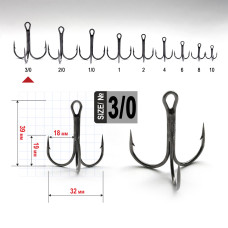 FT-1103 №3/0 Потрійний гачок Fanatik
