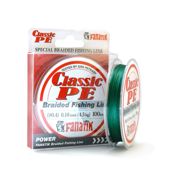 Шнур плетений Fanatik Classik PE X4 100 m (#0.4) 0.10 mm 4.5 kg Green