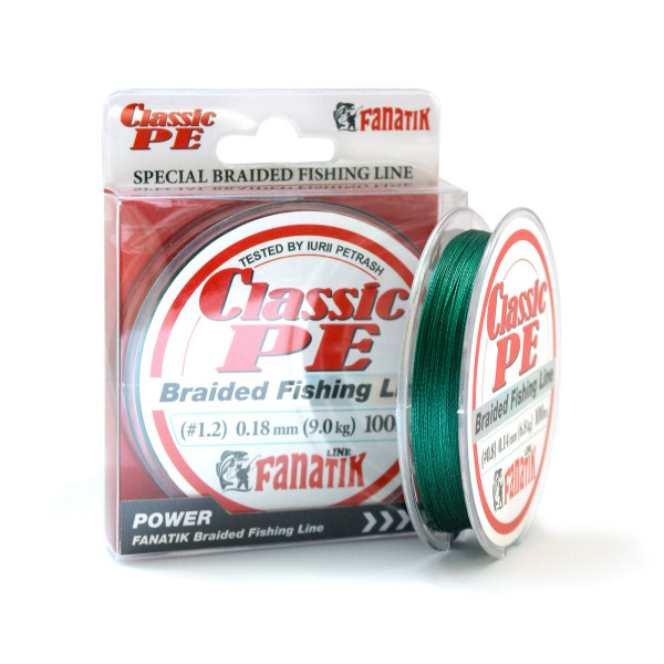 Шнур плетений Fanatik Classik PE X4 100 m (#1.2) 0.18 mm 9.0 kg Green