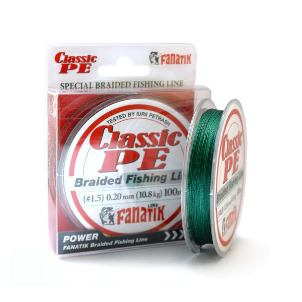 Шнур плетений Fanatik Classik PE X4 100 m (#1.5) 0.20 mm 10.8 kg Green