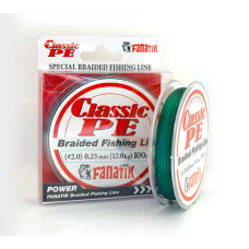 Шнур плетений Fanatik Classik PE X4 100 m (#2.0) 0.23 mm 12.0 kg Green