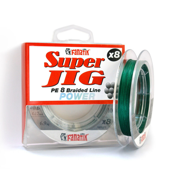 Шнур плетений Fanatik Super Jig PE X8 100 m (#0,6) 0.12 mm 6.9 kg Green