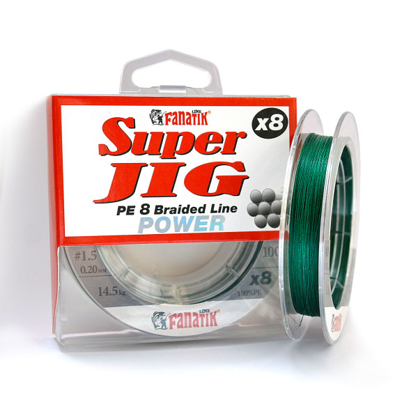 Шнур плетений Fanatik Super Jig PE X8 100 m (#1.5) 0.20 mm 14.5 kg Green