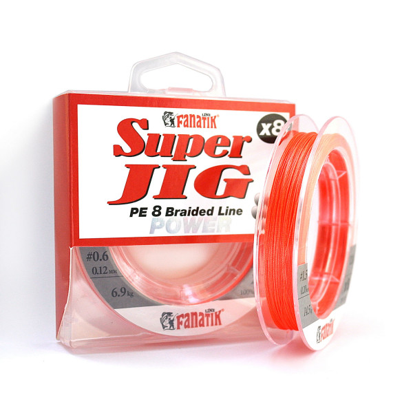 Шнур плетений Fanatik Super Jig PE X8 120 m (#0.6) 0.12 mm 6.9 kg Orange