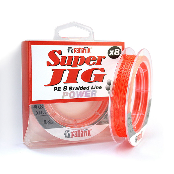 Шнур плетений Fanatik Super Jig PE X8 120 m (#0.8) 0.14 mm 8.8 kg Orange