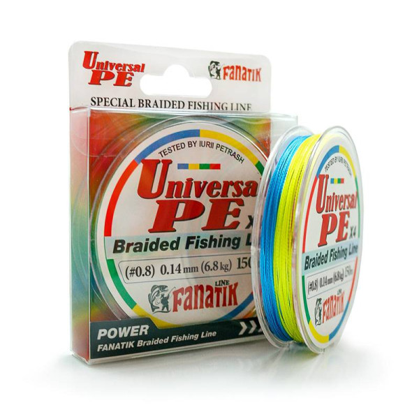 Шнур плетений Fanatik Universal PE X4 150 m (#0,8) 0.14 mm 6,8 kg Varicoloured
