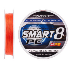 Шнур Favorite Smart PE 8x 150м (red orange) #1/0.171 mm 12lb/8.7 kg