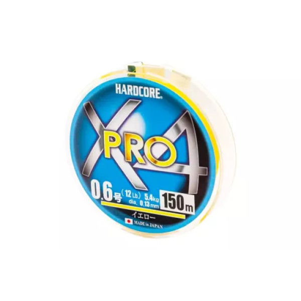 Шнур Duel Hardcore X4 PRO 150м Yellow 5.4кг 0.13мм #0.6