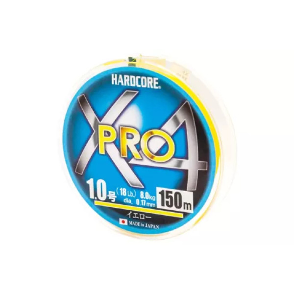 Шнур Duel Hardcore X4 PRO 150м Yellow 8.0кг 0.17мм #1.0