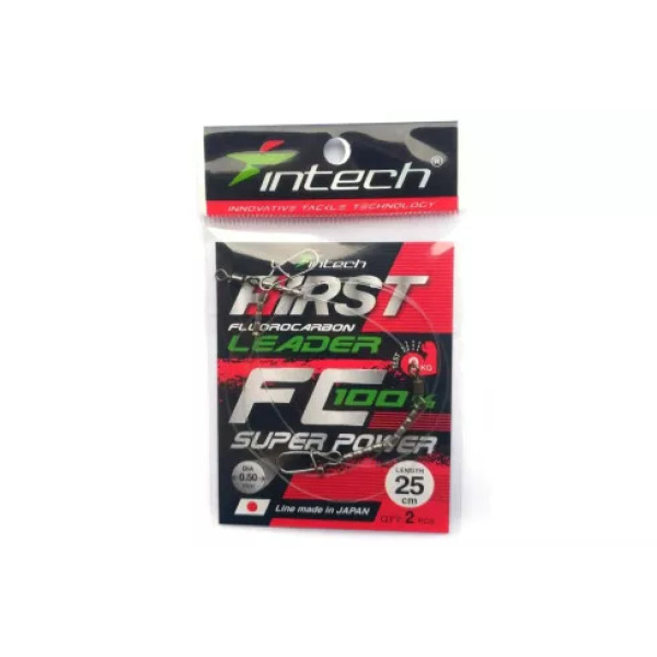 Поводки фюорокарбоновые Intech FC First Leader 25см 0.55мм 10кг (2шт/уп)