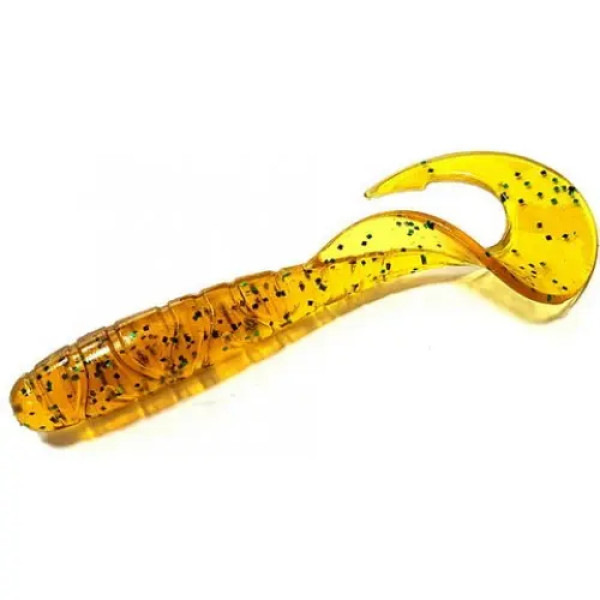 FishUP Mighty Grub 3.5" (7шт), #036 - Caramel/Green & Black