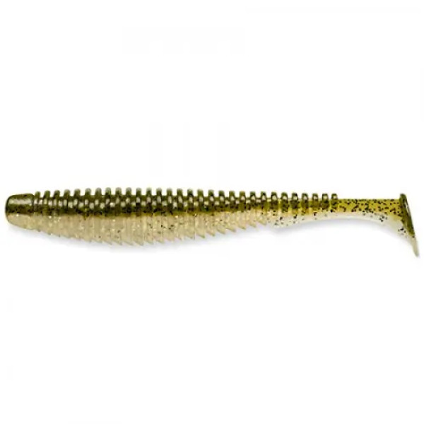FishUP U-Shad 4" (8шт), #202 - Green Pumpkin/Pearl