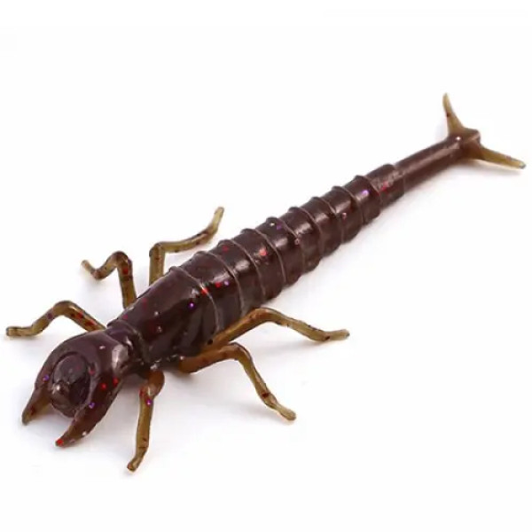 FishUP Diving Bug 2" (8шт), #050 - Green Pumpkin Brown/Red & Purple