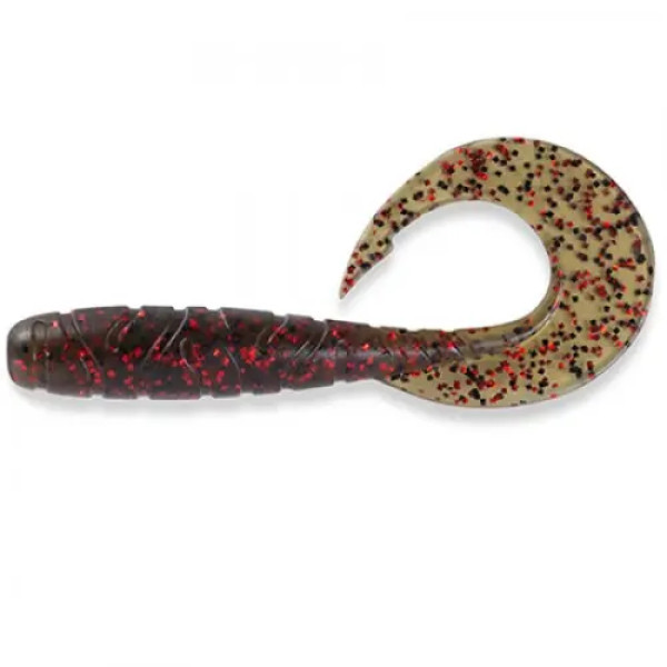FishUP Mighty Grub 3.5" (7шт), #045 - Green Pumpkin/Red & Black