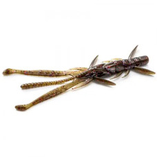 FishUP Shrimp 3.6" (7шт), #050 - Green Pumpkin Brown/Red & Purple