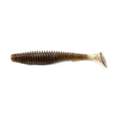 FishUP U-Shad 2.5" (9шт), #045 - Green Pumpkin/Red & Black