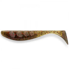 FishUP Wizzle Shad 5" (4шт), #045 - Green Pumpkin/Red & Black