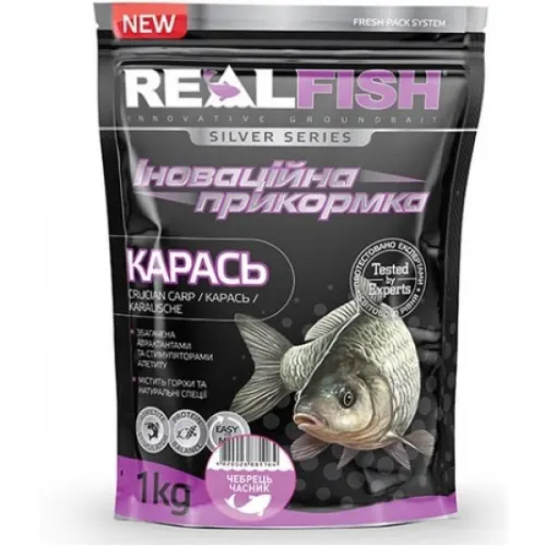 ПРИКОРМКА RealFish "КАРАСЬ - ЧЕБРЕЦ-ЧЕСНОК", 1 кг