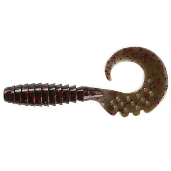 FishUP Fancy Grub 2" (10шт), #050 - Green Pumpkin Brown/Red & Purple