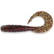FishUP Mighty Grub 4.5" (4шт), #045 - Green Pumpkin/Red & Black