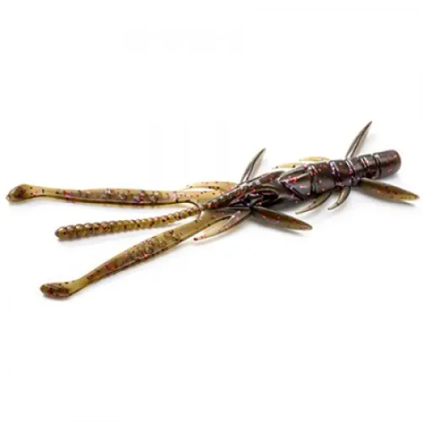 FishUP Shrimp 3" (9шт), #050 - Green Pumpkin Brown/Red & Purple