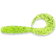 FishUP Mighty Grub 4.5" (4шт), #055 - Chartreuse/Black