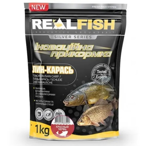 ПРИКОРМКА RealFish ЛИНЬ-КАРАСЬ" КРАСНЫЙ ЧЕРВЬ, 1 кг