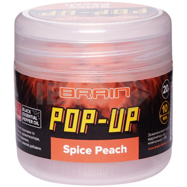 Бойлы Brain Pop-Up F1 Spice Peach (персик/специи) 10mm 20g