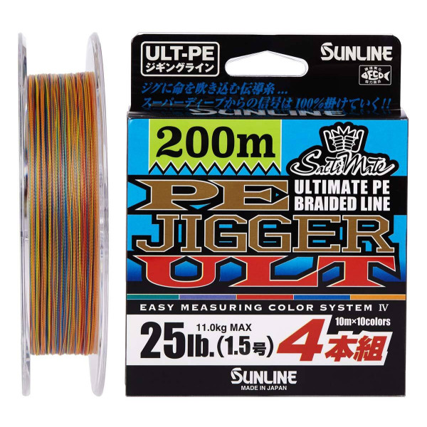 Шнур Sunline PE-Jigger ULT 200m (multicolor) #0.6/0.128mm 10lb/4.5kg