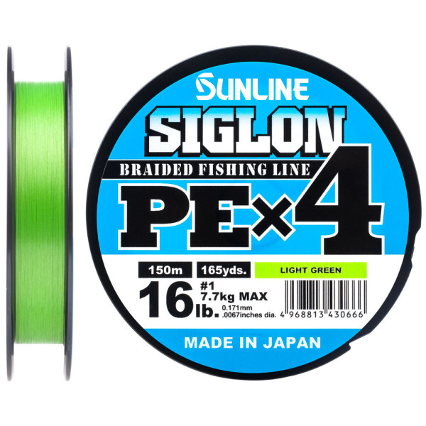 Шнур Sunline Siglon PE х4 150m (салат.) #2.0/0.242 mm 35lb/15.5 kg