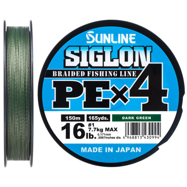 Шнур Sunline Siglon PE х4 300m (темн-зел.) #2.0/0.242 mm 35lb/15.5 kg