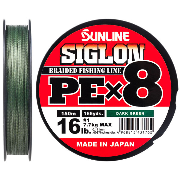 Шнур Sunline Siglon PE х8 300m (темн-зел.) #1.7/0.223 mm 30lb/13.0 kg