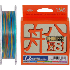 Шнур YGK Veragass Fune X8 150m (мультиколор) #2.0/0.235mm 35lb/14.9kg